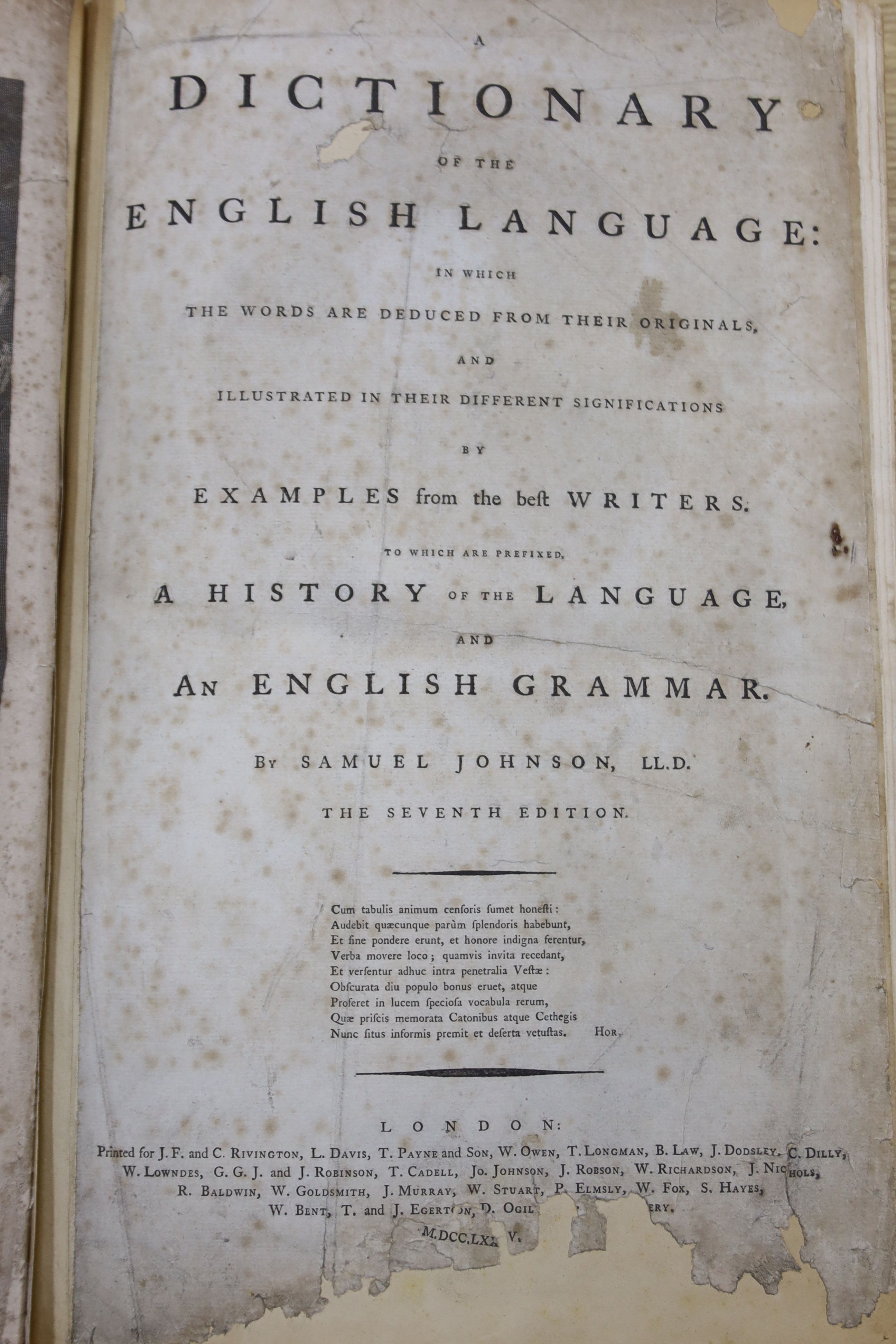 Samuel Johnson. A Dictionary of the English Language